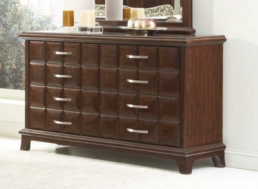 Drawer Dresser Diamond Square Pattern In Dark Chocolate