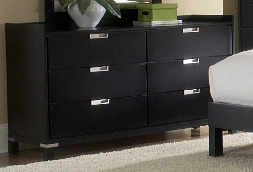 Drawer Dresser With Metal Accent In Black Finish