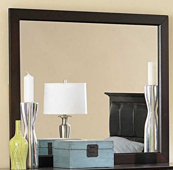 Dresser Mirror Contemporary Style In Merlot Finish