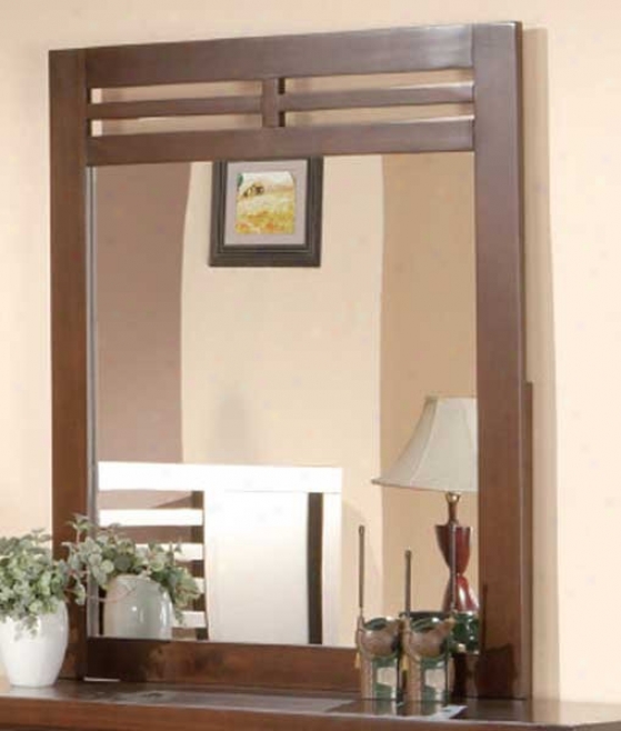 Dresser Mirror Contepmorary Style In Warm Brown Finish
