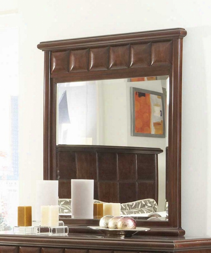 Dresser Mirror Diamond Squaer Pattern In Dark Chocolate