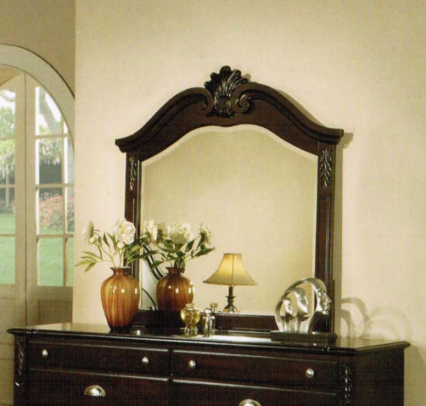 Dresxer Mirror With Acanthus Leaf Carving In Espresso Finish