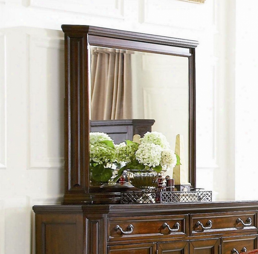 Dresser Mirror With Cornice Molding In Deep Brown Finish