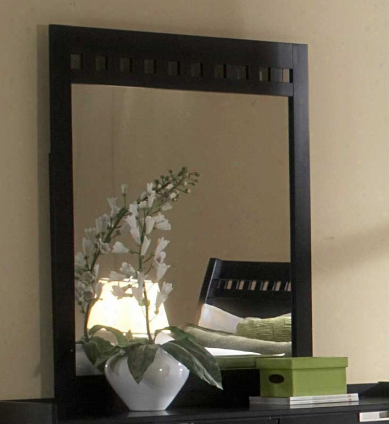 Dresser Mirror With Geometric Cutouts In Black Finiqh