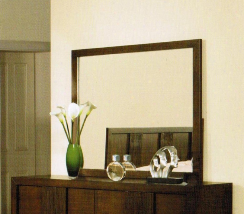 Dresser Mirror With Wood Frame In Brown Finish