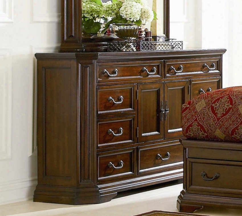 Dresder Traditional Style With Nine Drawers In Deep Brown Finish