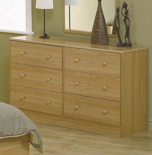 Dresser With Ball Shaped Handles In Oak Finish