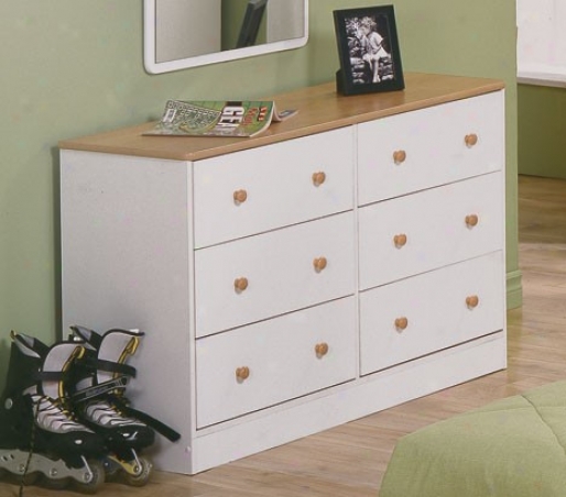 Dresser With Ball Shaped Handles In White Finish