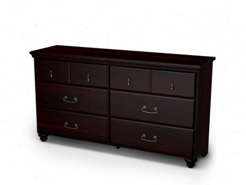 Dresser With Bun Feet Transitional Style In Dark Mahogany Finish