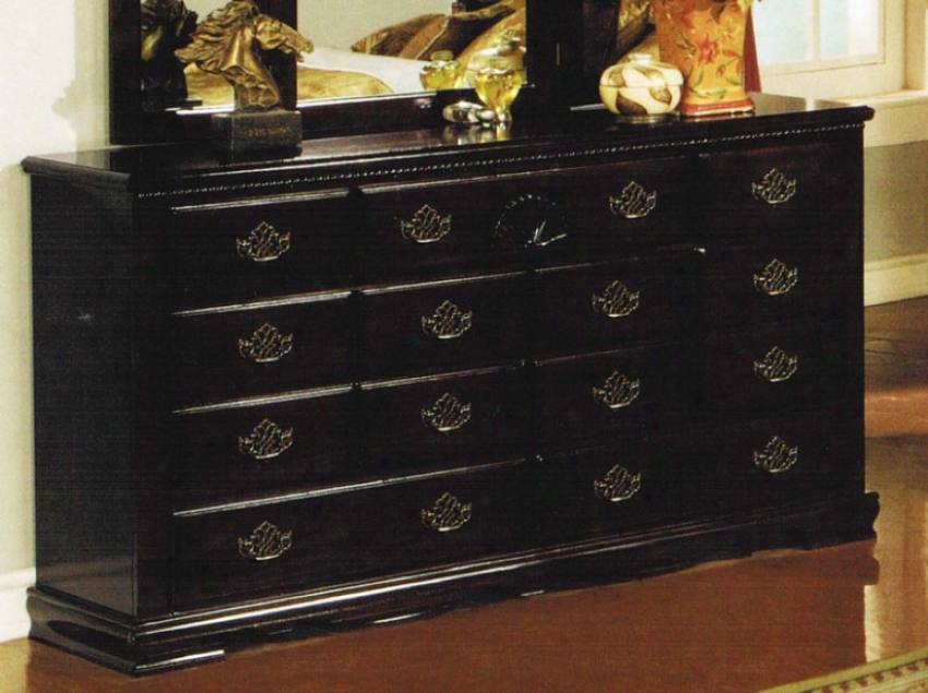 Dresser With Carved Handles In Wicked Cherry Finish