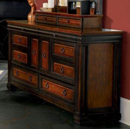 Dresser With Carved Posts In Two-tone Finish