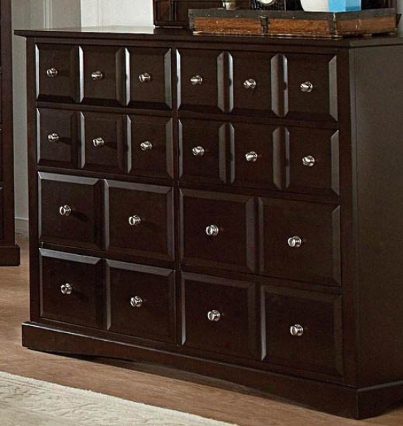 Dresser Wlth Chrome Accents In Rich Cappuccino Finish