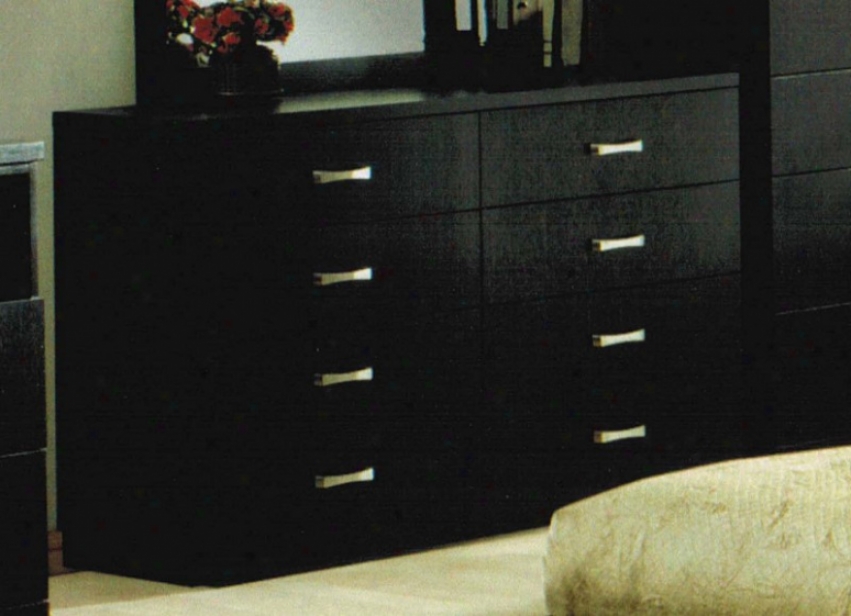 Dresser With Chrome Handles In Black Finish