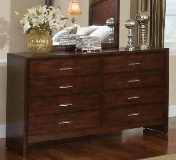 Dresser With Decorative Handles In Deep Rich Cherry Finish