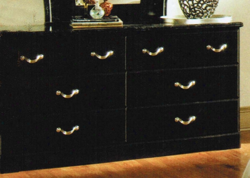 Dresser With Faux Marble Top In Black Finish