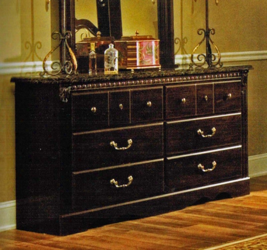 Dresser With Faux Marble Top In Brown End
