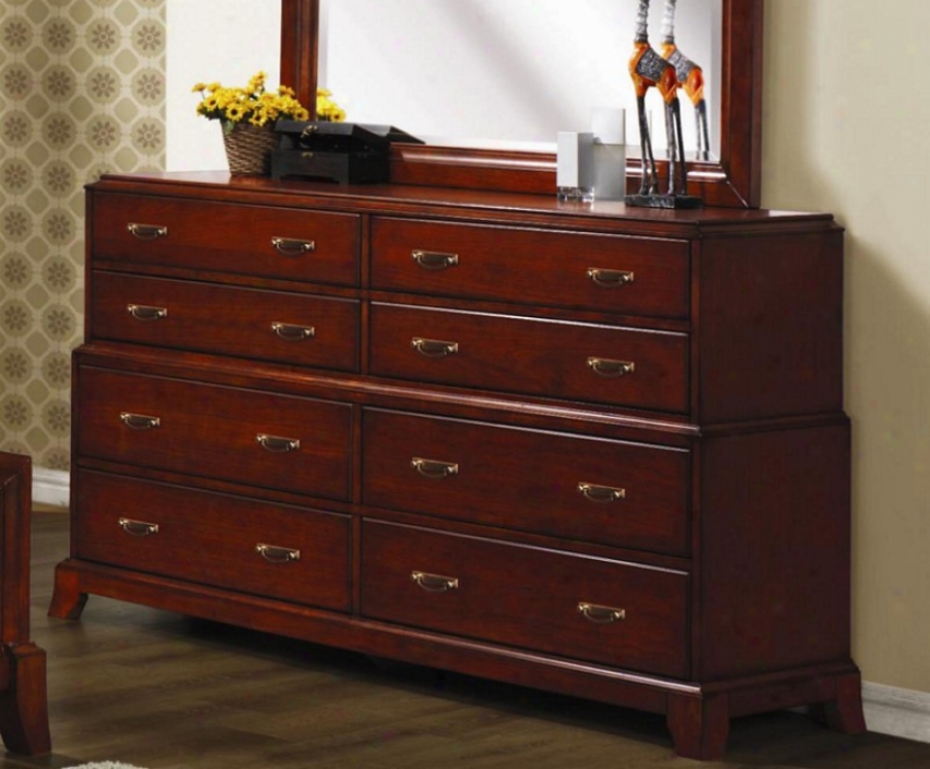 Dresser With Flaared Legs In Cherry Finish