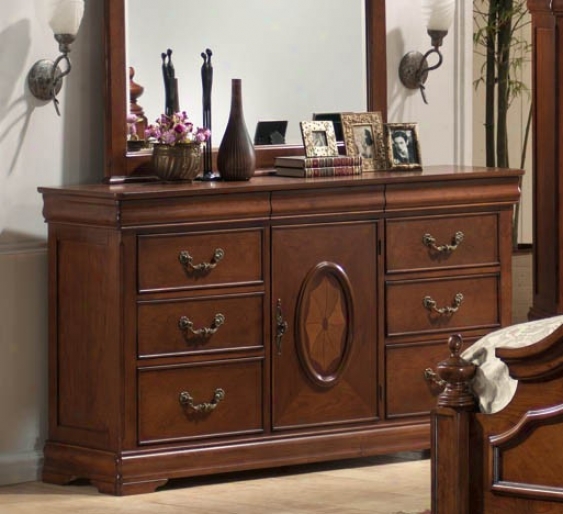 Dresser With Floral Pattsrn In Rich Caramel Finish