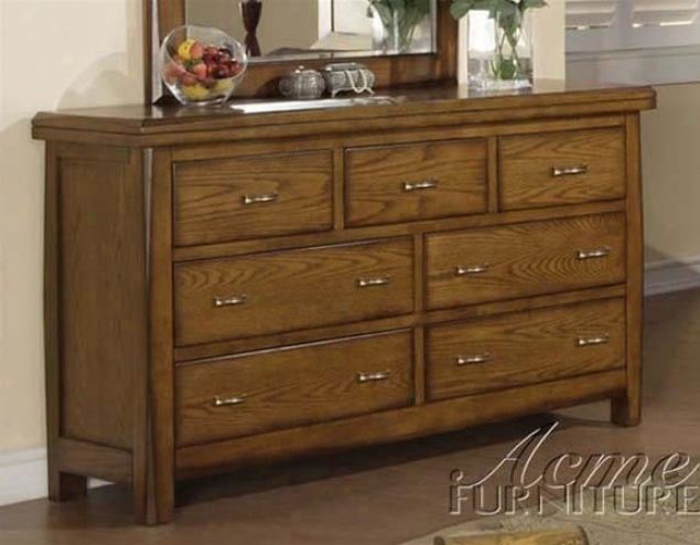 Dresser With Metal Handles In Ask Oak Finish