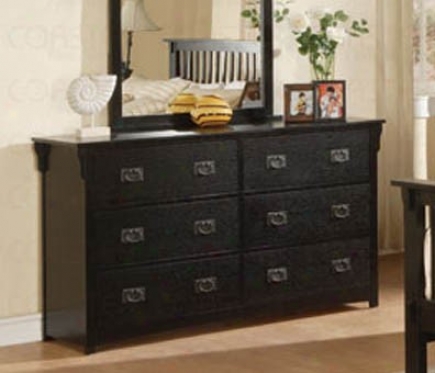 Dresser With Pewter Handles In Distressed Black Finish