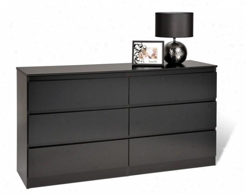 Dresser Upon Six Drawers In Black Finish