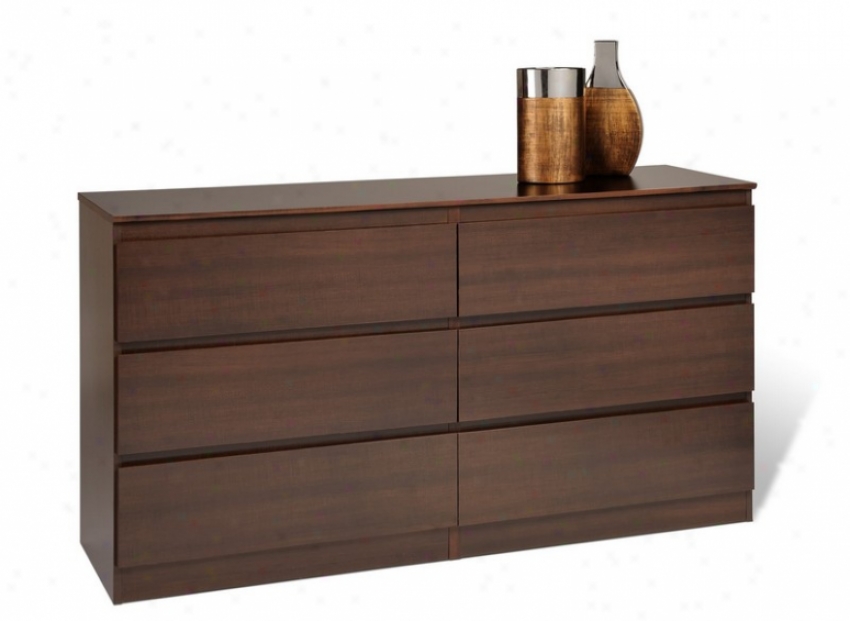 Dresser With Six Drawers In Espresso Finish