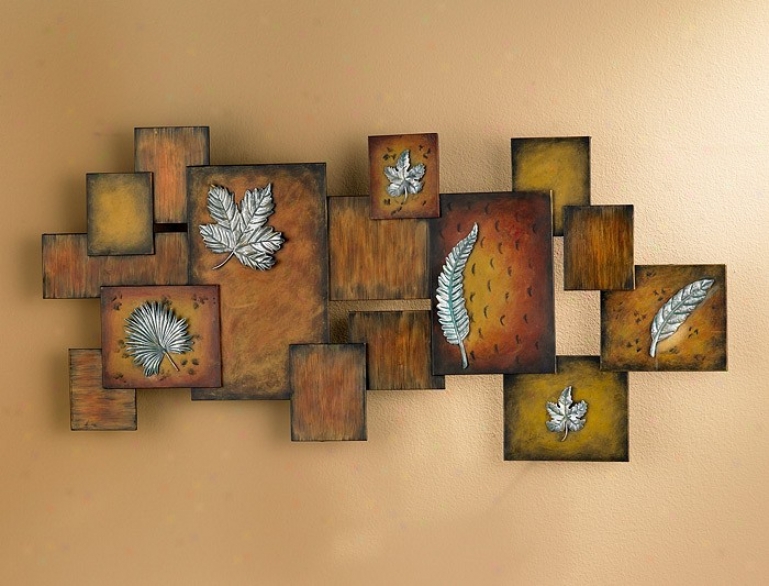 Earth Tone Finish Leaves / Abstract Wall Art Panel