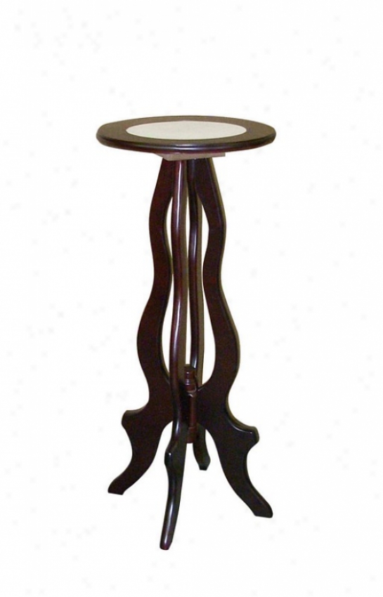 Elan Pedestal Table With Marble Inlay In Cherry Finish