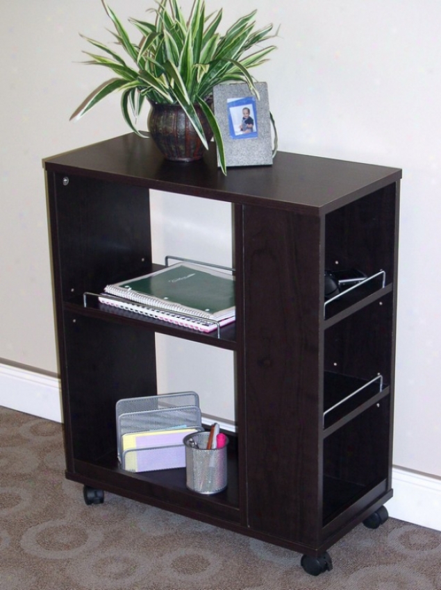 Espresso Finish Additional Desk Rolling Storage Return