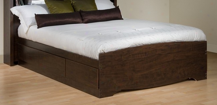 Espresso Finish Full Size Platform Captain Storage Bed