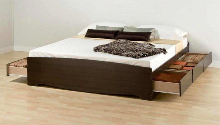 Espresso Finish Sovereign Size Platform Storage Bed