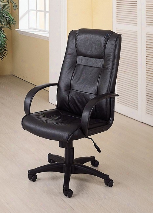 Executive Black All Real Leather Office Desk Chair With Aeriform fluid Lift And Tilt Function