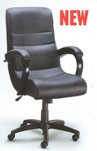 Executive Black Leather Office Chair W/gaw Lift & Lumbar Support