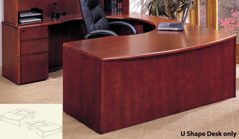 Executive Cockpit Full Pedestal U Shape Desk In Cherry Finish