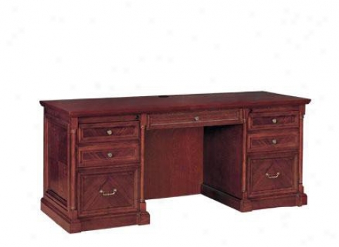Executive Credenza With Fold Down Keyboard Drawer In Bourbon Cherry Accomplish