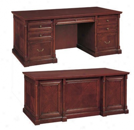 Exevutive Desk With Fold Down Keyboard Drawer In Bourbon Cherry Finish