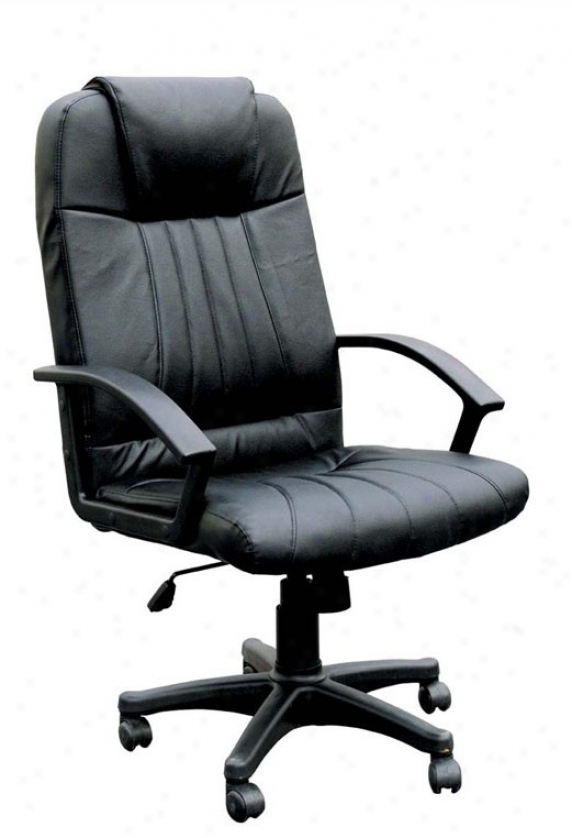 Executive Office Swivel Chair With Gas Lift Black Leather
