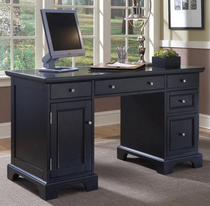 Executive Writing Desk Contemporary Style In Black Finish