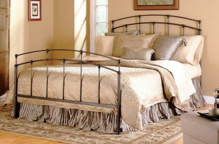 Fenton Bladk Walnut Finish Full Size Wrought Iron Metal Bed