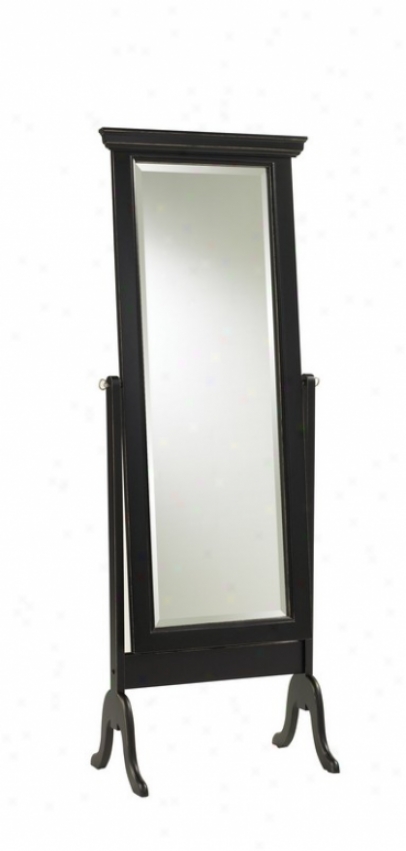 Floor Cheval Mirror In Black Matte Distressed Accomplish