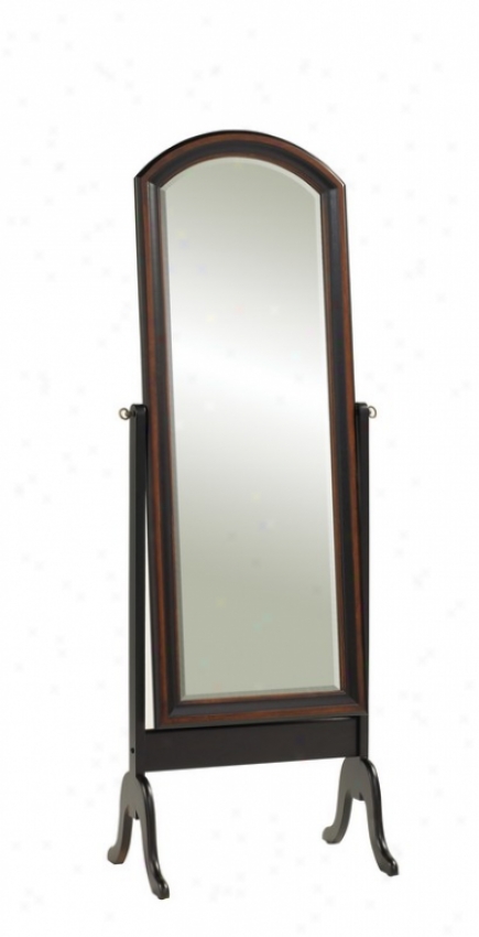 Cover with a ~ Cheval Mirror With Arched Excel In Two Tone Mourning Rubbed Finish