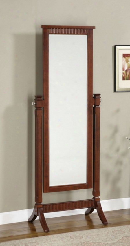 Floor Cheval Mirror With Contemporary Style Design In Merlot Finish