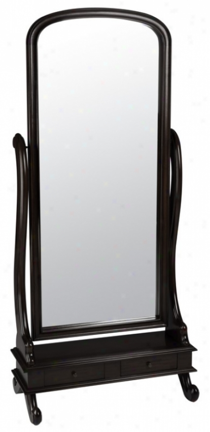 Floor Cheval Mirror With Storage Drawers In Dark CherryF inish