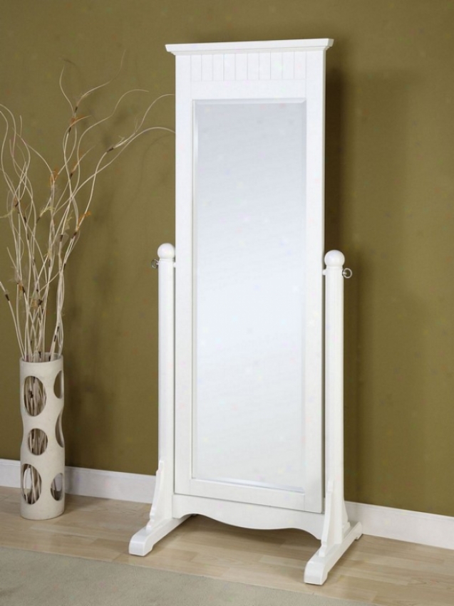 Floor Cheval Mirror With Forest Frame In Pure White Finish