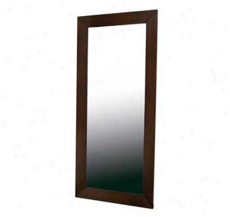 Floor Mirror With Wood Veneer Frame In Dark Brown Finish