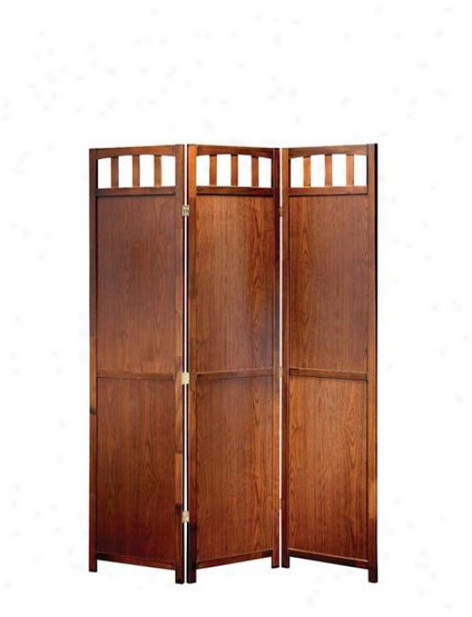 Folding Screen Room Divider - 3 Panels Churchil Walnut Finish