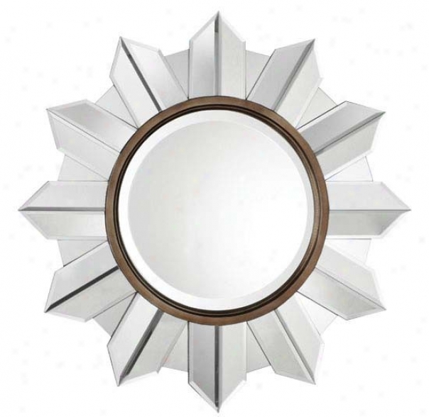 Frameless Mirror With Sunshine Design In Aged Bronze Finish