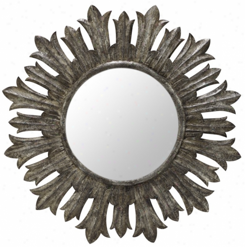 Fruitwood Wall Mirror In Silver Crackle Finish