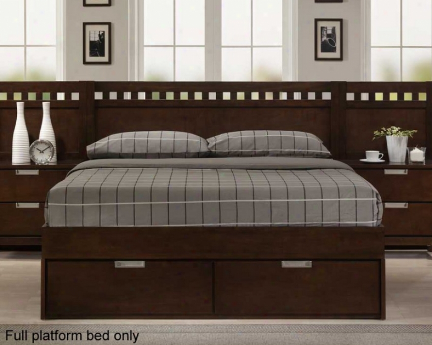 Full Platform Wall Bed With Storage Footboard In Cherry