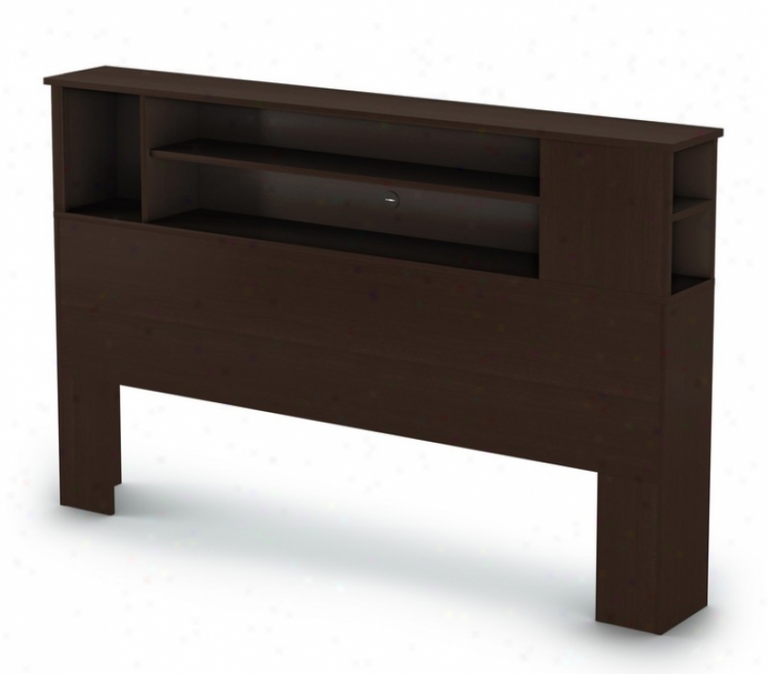 Full/ Queen Size Bookcase Headboard In Chocolate Finish